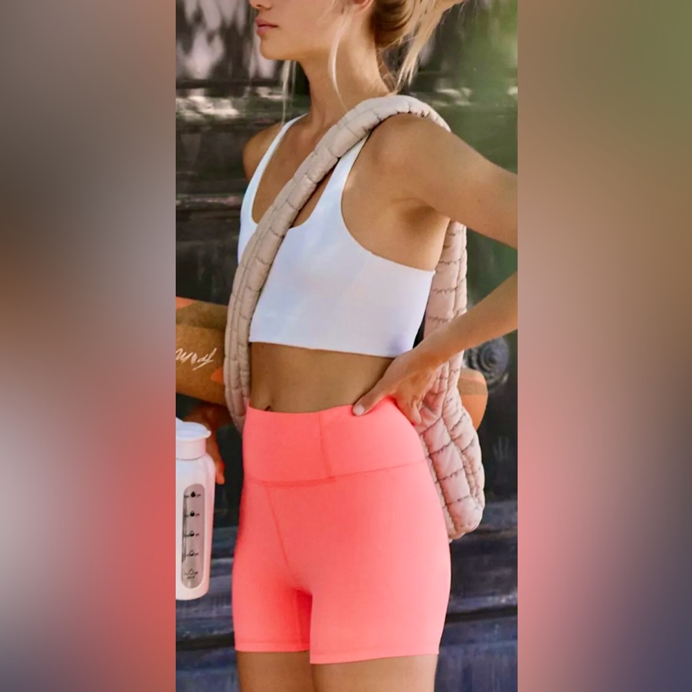 NWT FREE PEOPLE MOVEMENT NEVER BETTER  SHORTS NEON CORAL